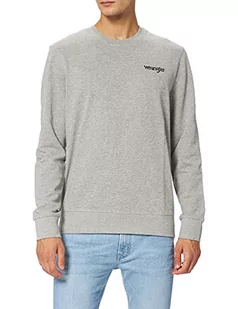 Wrangler Męska bluza Positive Vibes Sweat, Mid Grey Mel, XL - Bluzy męskie - miniaturka - grafika 1