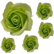 Sztuczne kwiaty - KWIATY MYDLANE róże róża z mydła główka jasna ZIELONA , limonkowa 5szt - miniaturka - grafika 1