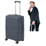 Walizki - WALIZKA ŚREDNIA TWARDA PP 65x43x27 3,3 KG LEKKA SZARA NA 4 KÓŁKACH - miniaturka - grafika 1