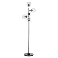 Lampy stojące - Lumina Deco CEREDO W5 nowoczesna lampa podłogowa czarna klosze przezroczyste 5xE27 (1) - miniaturka - grafika 1