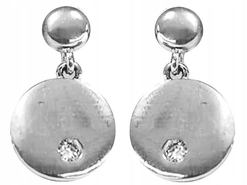 Srebrne kolczyki 925 wiszące kółeczka z cyrkoniami na sztyft kółka prezent