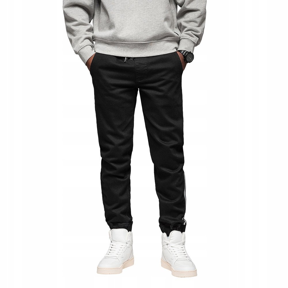 Modne jeansowe joggery męskie wygodne czarne Ombre OM-PADJ-0156 V2 roz. XL