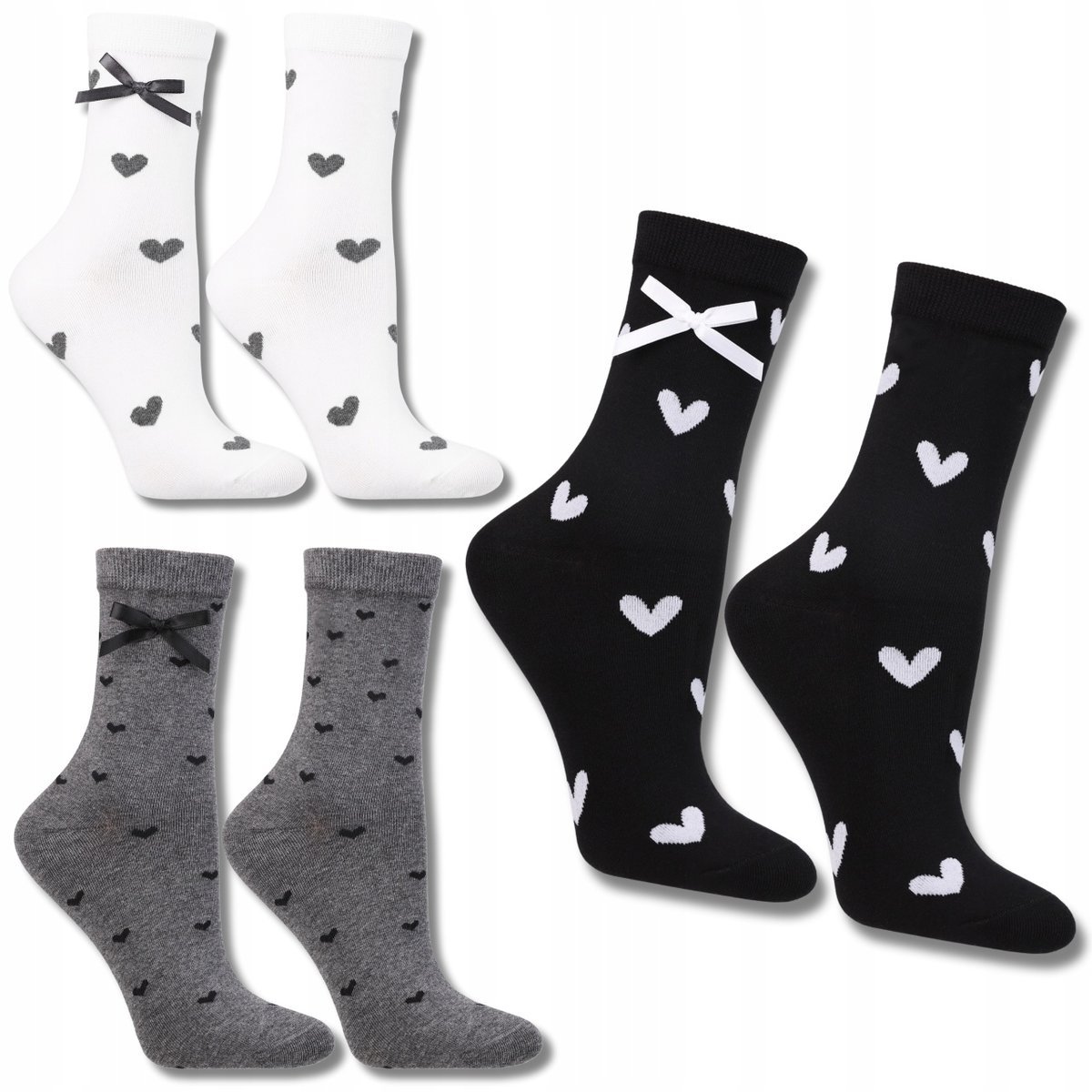 Skarpety Damskie Bawełniane Skarpetki Z Kokardkami 3-Pak Moraj 35-38