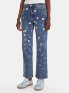 Spodnie damskie - Desigual Jeansy Daisys 25WWDD16 Niebieski Straight Fit - miniaturka - grafika 1