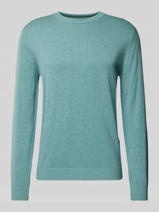 Sweter z dzianiny z wyhaftowanym logo model ‘BASIC’ - Swetry męskie - miniaturka - grafika 1