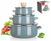 Zestawy garnków i patelni - Komplet Garnków Emaliowanych Natural Olive 6El - miniaturka - grafika 1