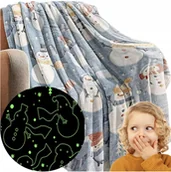 Koce i narzuty dla dzieci - KOC ŚWIĄTECZNY PLED ŚWIECĄCY W CIEMNOŚCI CIEPŁY NARZUTA NA ŁÓŻKO 150X200 CM - miniaturka - grafika 1