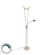 Lampy stojące - QAZQA Nowoczesna lampa stojąca ze stali  w tym LED i ściemniacz - Lexus - miniaturka - grafika 1