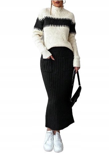 SWETER DAMSKI BEŻOWY Z DŁUGIM RĘKAWEM BASIC M ŁKL