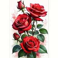 Rękodzieło - TEMU Zestaw do Malowania Diamentowego "Czerwona Róża" 5D DIY Okrągłe Kryształki na Płótnie do Dekoracji Ściennej w Domu Motyw Kwiatowy z Pełnym - miniaturka - grafika 1
