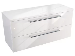 Szafka Wisząca Z Blatem ATH 100 cm - Biały Wysoki Połysk - Uchwyty Chromowane - Szafki łazienkowe - miniaturka - grafika 1