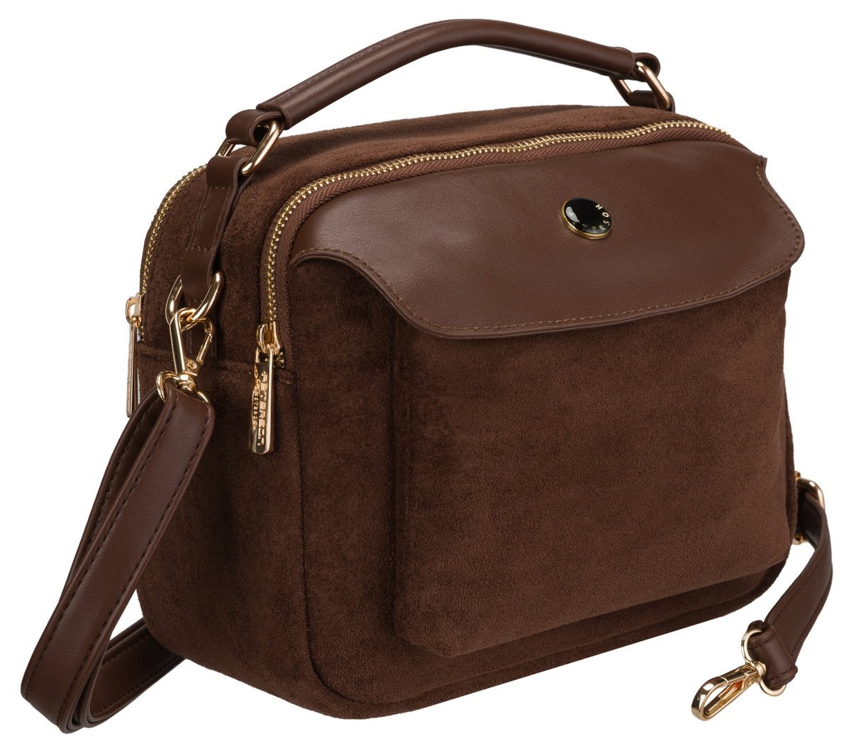 Brązowa torebka damska mała listonoszka skóra ekologiczna PETERSON modna do ręki crossbody