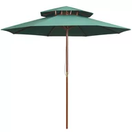 Parasole ogrodowe - vidaXL Parasol z podwójnym daszkiem, 270x270 cm drewno, zielony - miniaturka - grafika 1