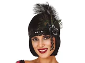Dodatki do strojów karnawałowych - GUIRCA Opaska z pawim piórem, lata 20-te, czarna OPASKA/9758-G - miniaturka - grafika 1