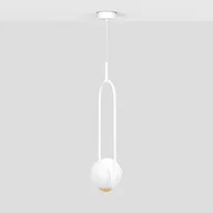 Lampy sufitowe - Biała lampa wisząca ze złotym, ozdobnym elementem K-5300 z serii ARLENA - miniaturka - grafika 1