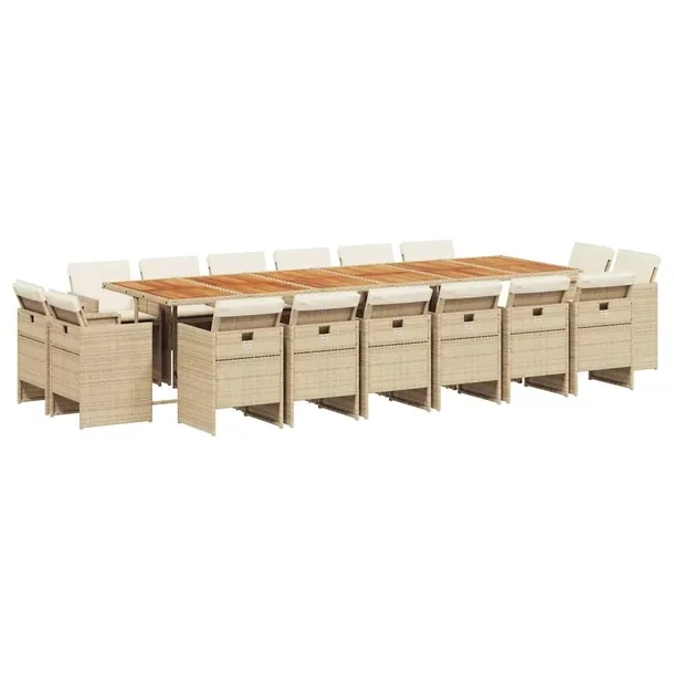 Zestaw mebli ogrodowych 330 x 106 x 73 cm, beżowo-brązowy, 16 krzeseł