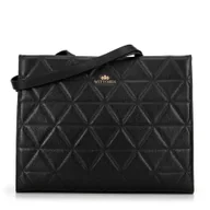 Torebki damskie - Damska shopperka ze skóry w geometryczne przeszycia czarno - złota - miniaturka - grafika 1