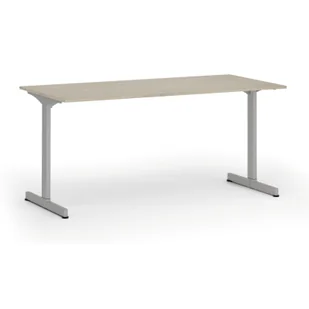 Biurko PRIMO BETA, 1600 x 800 mm, podstawa szara, dąb naturalny - Biurka - miniaturka - grafika 1