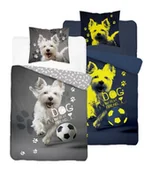 Pościel - Pościel bawełniana świecąca w ciemności 140x200 Fluo PIes z piłką - miniaturka - grafika 1