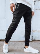 Spodnie męskie - Spodnie męskie dresowe czarne Dstreet UX4274 - miniaturka - grafika 1