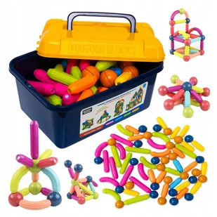 Klocki Magnetyczne Rurki Zestaw Konstrukcyjny Dla Dzieci W Kuferku 72 El - Klocki - miniaturka - grafika 1