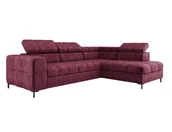 Pościel - PABLO Narożnik 279x201 cm z funkcją spania, pojemnik na pościel, regulowane zagłówki, aksamitna tkanina CLOUD, łatwa pielęgnacja dzięki technologii EASY CLEAN, metalowe nóżki po lewej stronie, kolor BRUNNEL - miniaturka - grafika 1