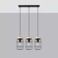 Lampy sufitowe - Gotto lampa wisząca 3xE27 czarna/jasne drewno SL.1264 - miniaturka - grafika 1