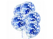 Balony i akcesoria - PAL Balony przezroczyste z niebieskim konfetti - 30 cm - 5 szt 400614/5 - miniaturka - grafika 1