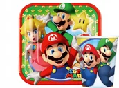 Miseczki i talerzyki dla dzieci - Talerzyki+ Kubeczki urodzinowe Super Mario Bros - miniaturka - grafika 1