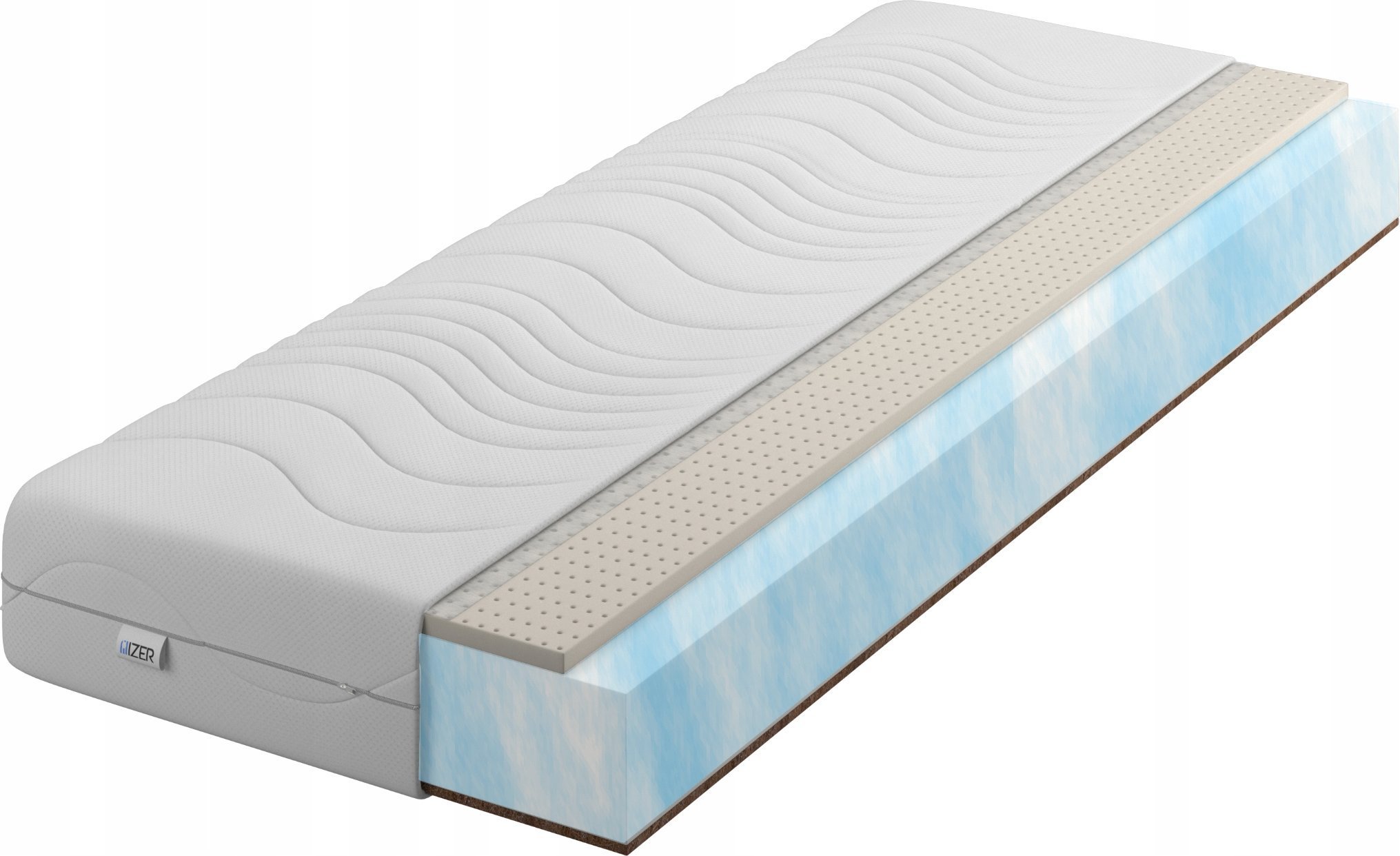 Materac piankowy AQUA Lateks + Kokos 80x190 16cm LATEX Mata Kokosowa Dwustronny H2/H4 Pikowany pokrowiec