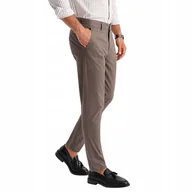 Spodnie męskie - Jednolite spodnie męskie chino REGULAR FIT brązowe V1 OM-PACP-0183 S - miniaturka - grafika 1