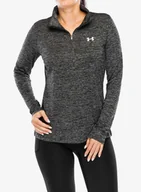 Bluzy sportowe damskie - Bluza damska Under Armour UA Tech Twist 1/2 Zip - black/white - miniaturka - grafika 1