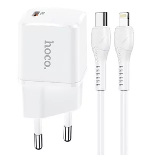 HOCO ładowarka sieciowa Typ C + kabel Typ C do iPhone Lightning 8-pin Power Delivery 20W Starter N10 biała - Akcesoria do smartwatchy - miniaturka - grafika 1