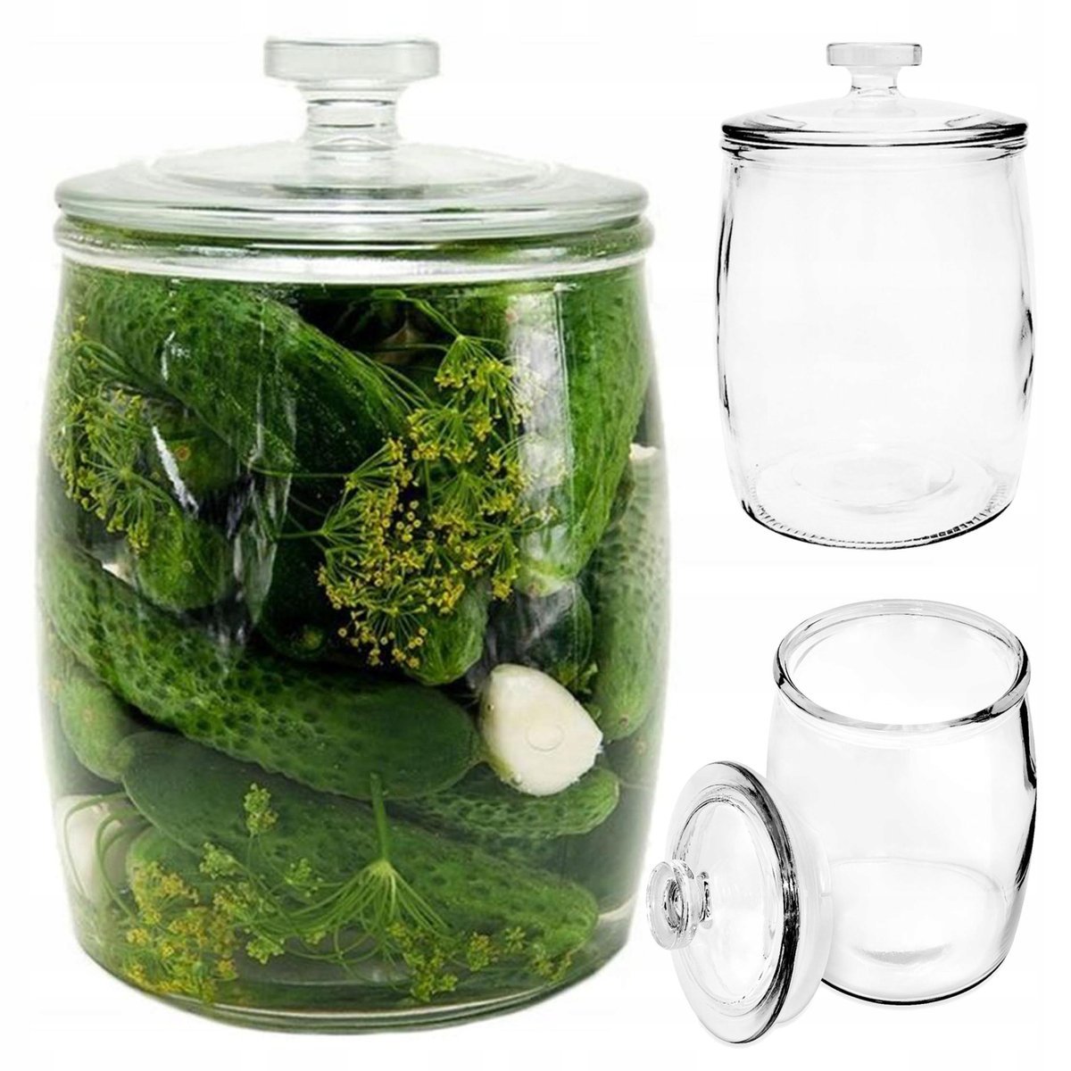 SŁÓJ SZKLANY POJEMNIK 2L SŁOIK NA OGÓRKI KUCHENNY OZDOBNY Z POKRYWĄ CANDY