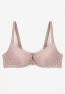 Biustonosze - Jasnofioletowy Elegancki Biustonosz z Koronką i Zapięciem na Haftki Mairiel - miniaturka - grafika 1