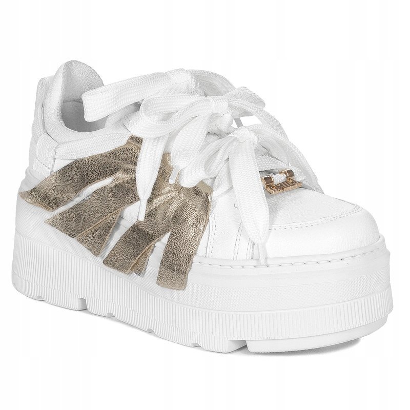 Eksbut Sneakersy półbuty skórzane na platformie białe 2F-7033-L91-G45 r.37