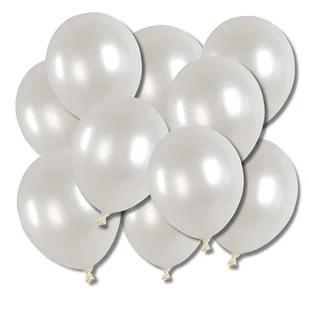 BALONY BIAŁE PERŁOWE NA URODZINY DEKORACJE ŚLUB KOMUNIA OZDOBY 27 CM 10 SZT - Wesele i ślub - miniaturka - grafika 1