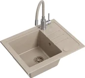 Zlewozmywaki - QUADRON BEN 116 beżowy (RIVER SAND) + MAGGIE inox/beż + SYFON z ZAŚLEPKĄ beżowy HCB5544BEZK_PC_3323503BE_OPK - miniaturka - grafika 1