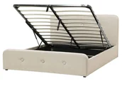 Łóżka - Beliani Łóżko beżowe tapicerowane 160x200 cm ze schowkiem RENNES - miniaturka - grafika 1