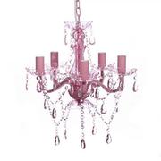Lampy sufitowe - Vida Lampa wisząca 5 żarówek różowa V-240310 - miniaturka - grafika 1