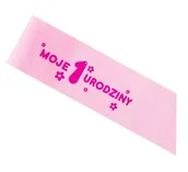 Baby shower i roczek - GoDan Szarfa "Moje 1 Urodziny", różowa CH-SZM1UR - miniaturka - grafika 1
