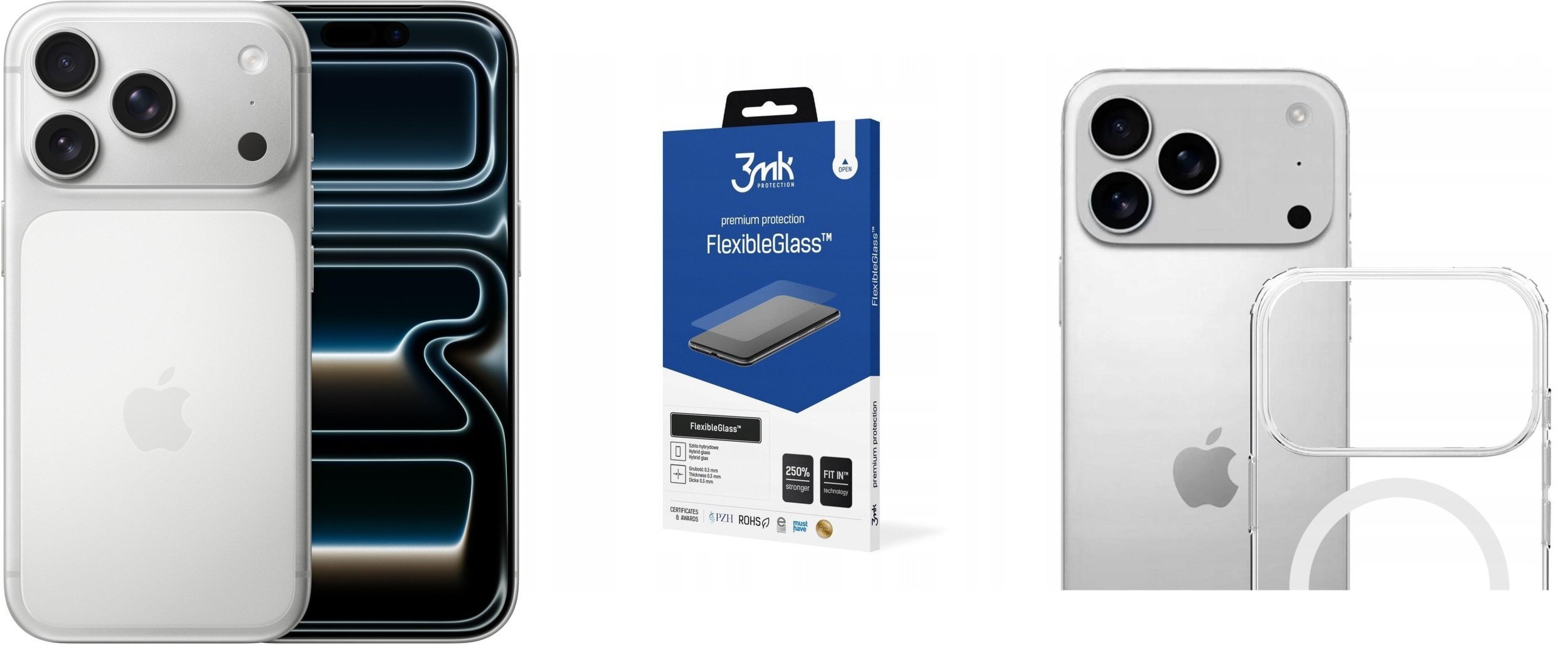Smartfon Apple iPhone 17 Pro 256GB Srebrny MG8H4 + FlexibleGlass + Etui Armor MagCase