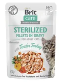 Mokra karma dla kotów - BRIT CARE Cat Sterilized Fillets in Gravy with Tender Turkey Enriched with Sea Buckthorn and Nasturtium 85g - miniaturka - grafika 1