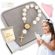 Biżuteria dla dzieci - Pamiątka I Komunii Św. RÓŻANIEC Prezent na Komunię TWÓJ GRAWER + ŻYCZENIA - miniaturka - grafika 1