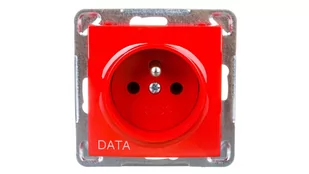 LEDart pojedyncze, z uziemieniem DATA, bez ramki - Ospel Impresja GP-1YZD/m/00, kolor czerwony, 16A/250V - Gniazdka elektryczne - miniaturka - grafika 1