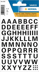 Herma Letters 10mm A-Z weatherproof film black 1 sheet 74szt. samoprzylepne etykiety - Etykiety do drukarek - miniaturka - grafika 1