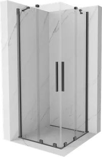 Mexen Velar Duo kabina prysznicowa rozsuwana 90x90 cm, transparent, gun metal - 871-090-090-02-95 - Kabiny prysznicowe - miniaturka - grafika 1