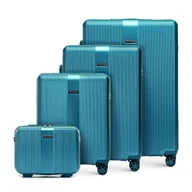 Walizki - Komplet walizek z polikarbonu niebieski - miniaturka - grafika 1