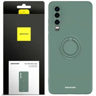 Etui i futerały do telefonów - Spacecase Etui Silicone Ring Huawei P30 dark green - miniaturka - grafika 1