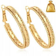 Kolczyki - PIĘKNE ZŁOTE KOLCZYKI DUŻE KOŁA KÓŁKA 4 CM PREZENT 18K STAL CHIRURGICZNA - miniaturka - grafika 1